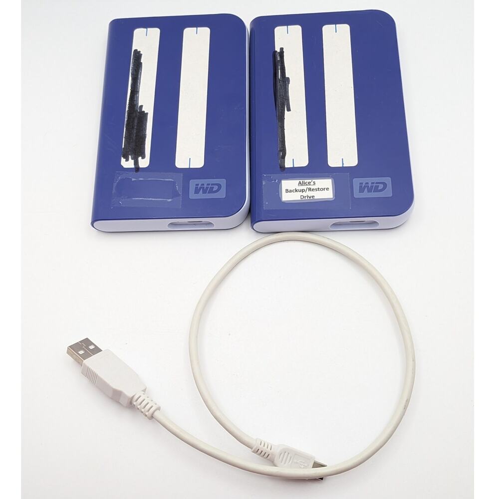WD My Passport Essential 2 Pack 250GB Purple Portable USB 2.0 HDD Bundle Lot